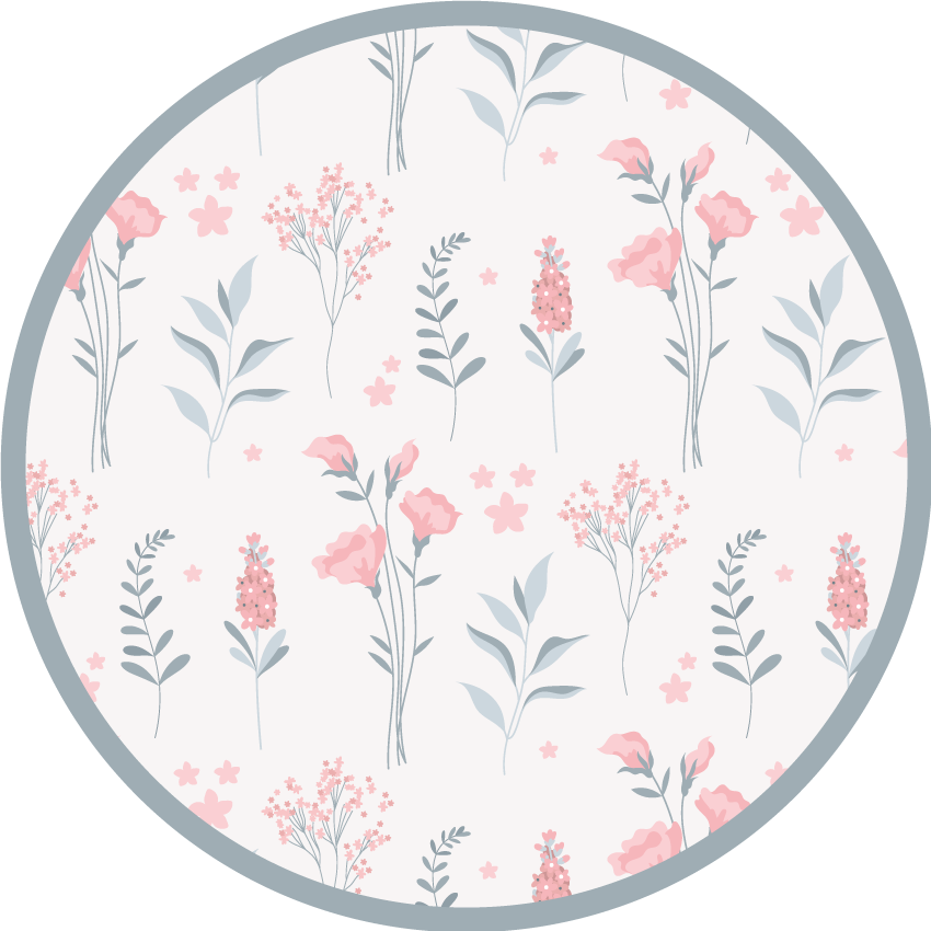 Tapete floral com estampa plana adorável de flores rosa - TenStickers
