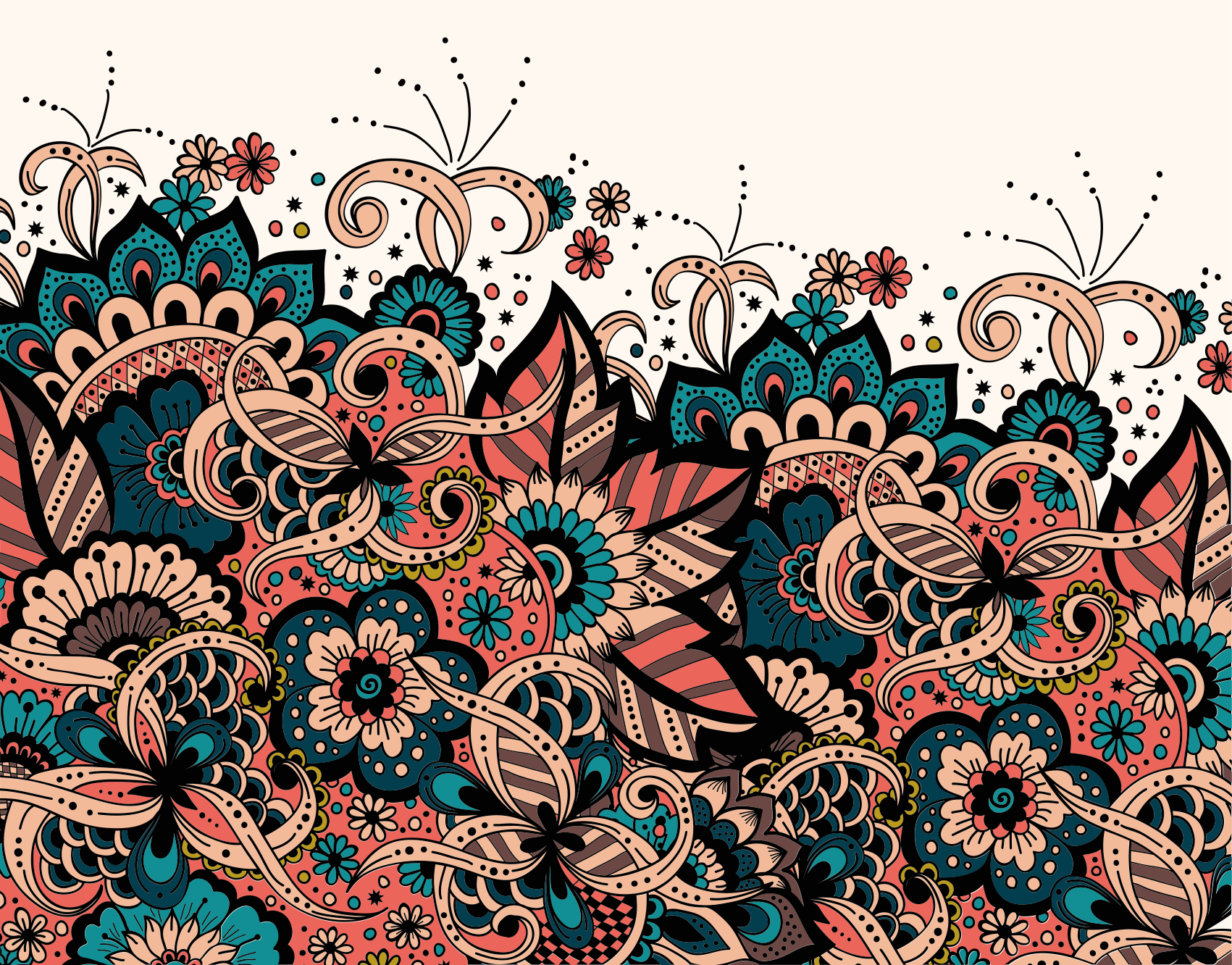 Ornamento floral árabe tapete floral - TenStickers