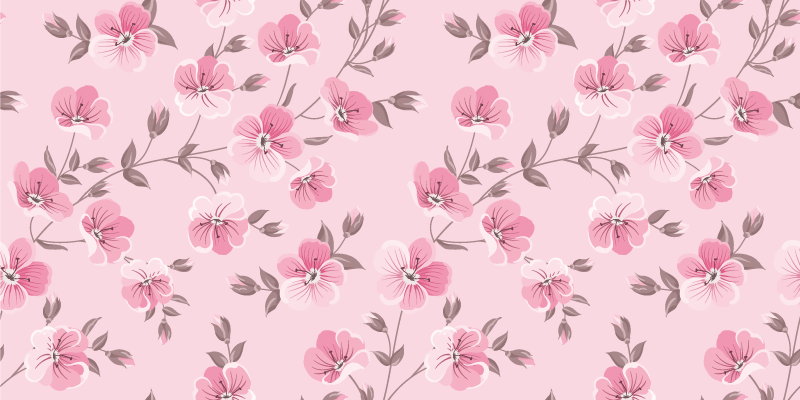 Tapete vinílico flores e plantas harmonia floral rosa - TenStickers
