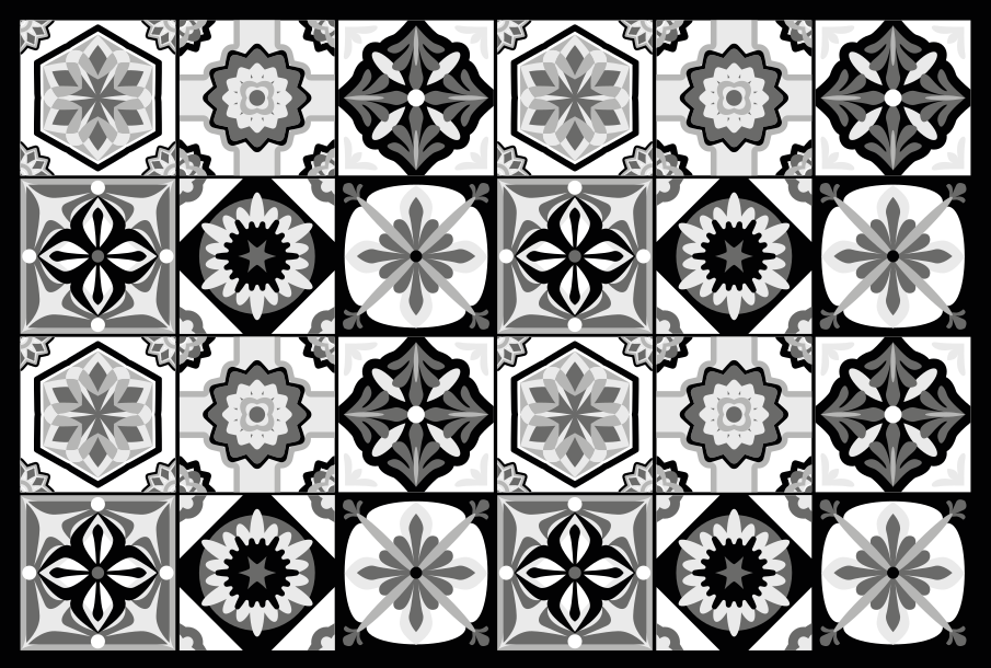 Ladrilhos de cozinha pretos brancos e cinzentos - TenStickers