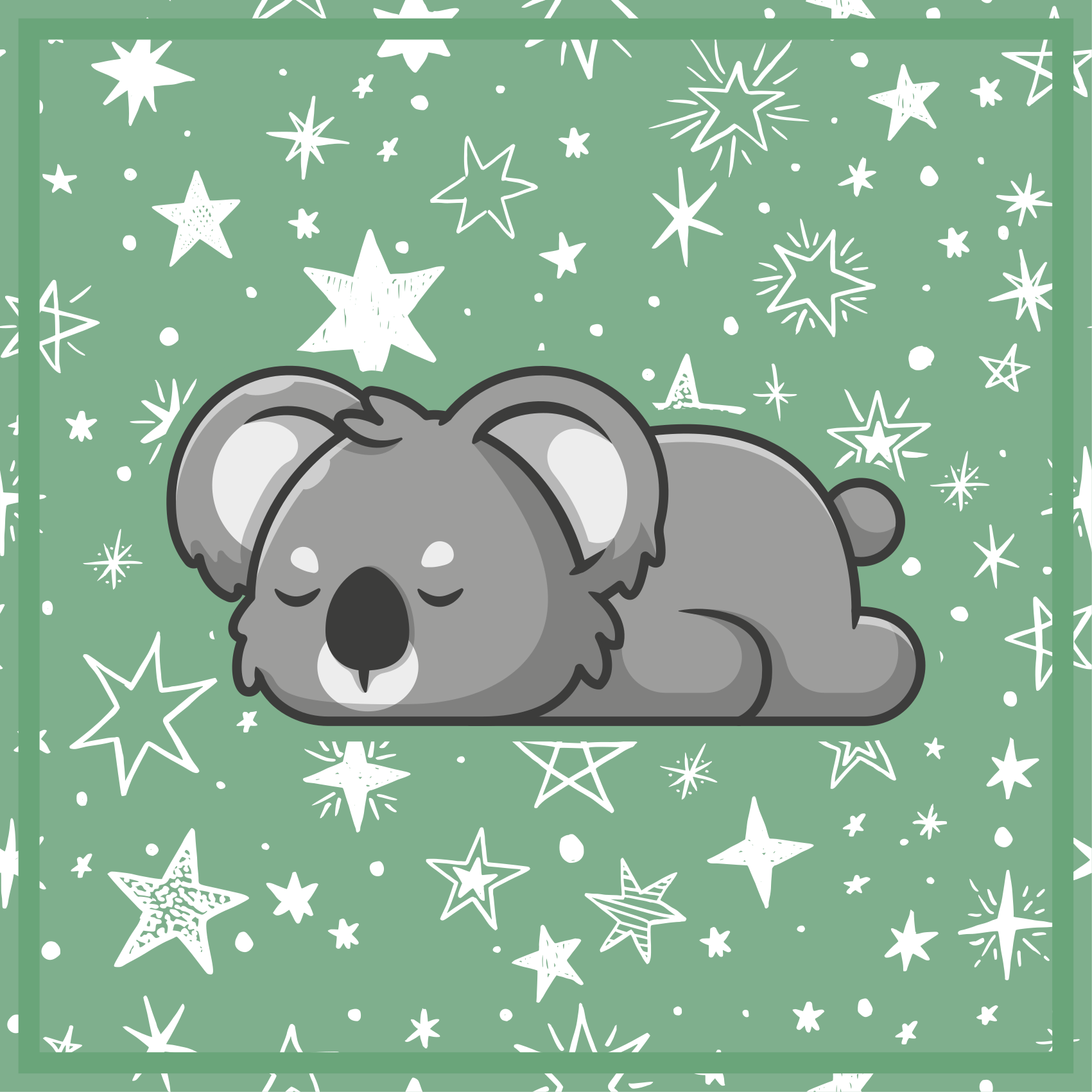 Coala adormecido com tapete animal de fundo verde - TenStickers