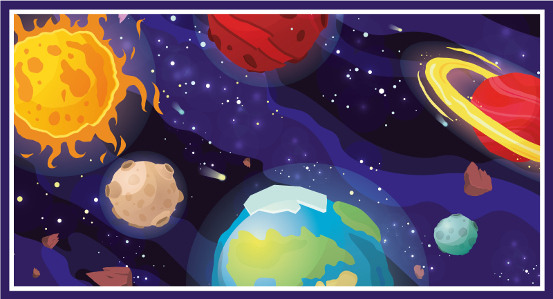 Espaço dos desenhos animados com tapete de vinil estrela da terra - TenStickers