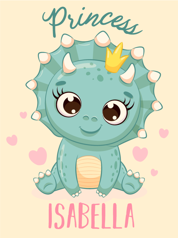 Tapete personalizado princesa dinossauro personalizável - TenStickers