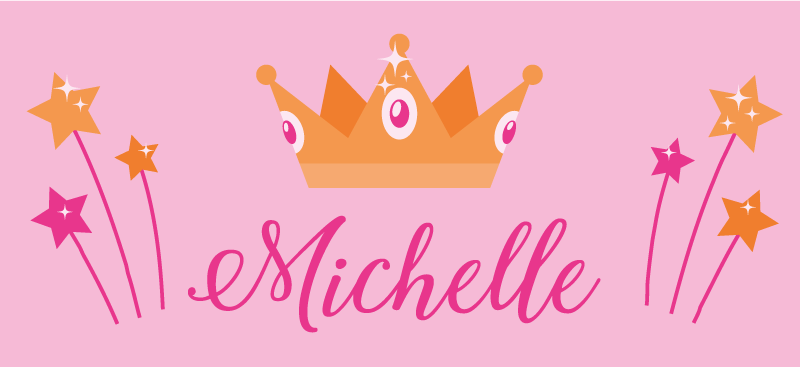 Tapete vinílico criança varinhas e coroa com nome - TenStickers