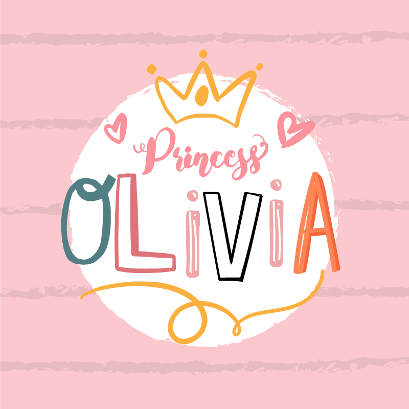 Tapete vinílico criança princesa coroada com nome - TenStickers
