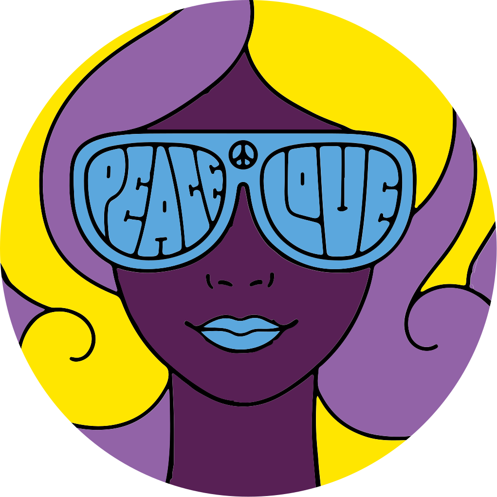 Menina com óculos de paz e amor tapete vintage - TenStickers