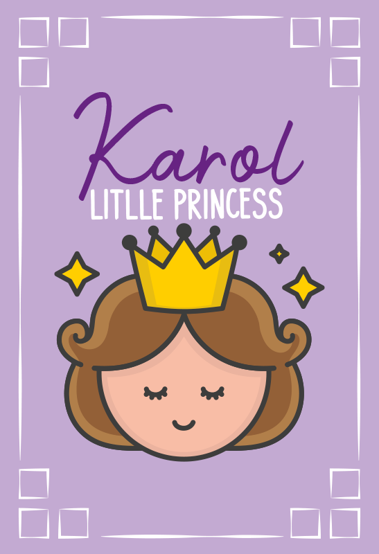 Tapete vinílico com nome tema princesinha - TenStickers