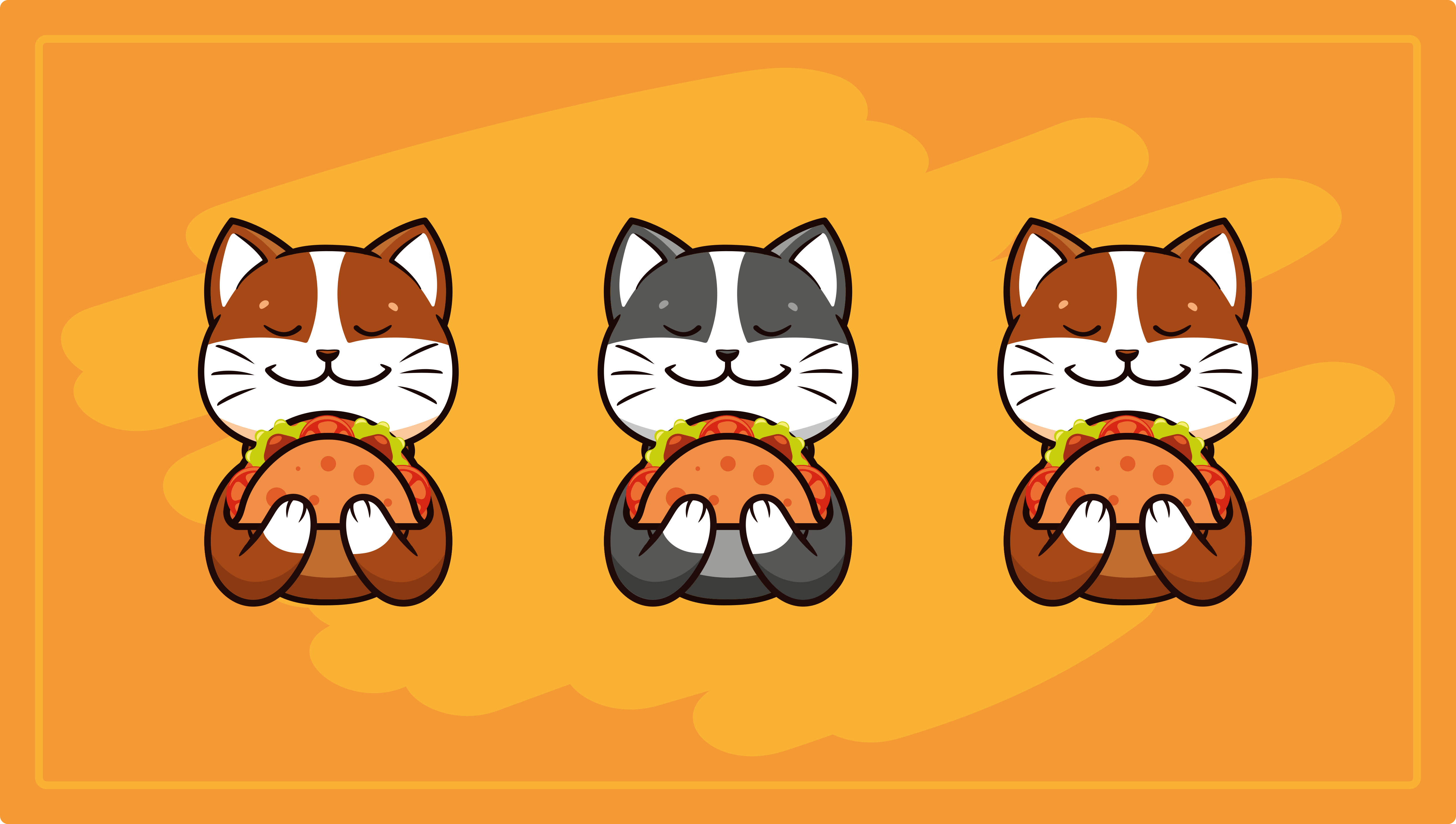 Gato engraçado comendo um taco de ladrilhos de cozinha - TenStickers