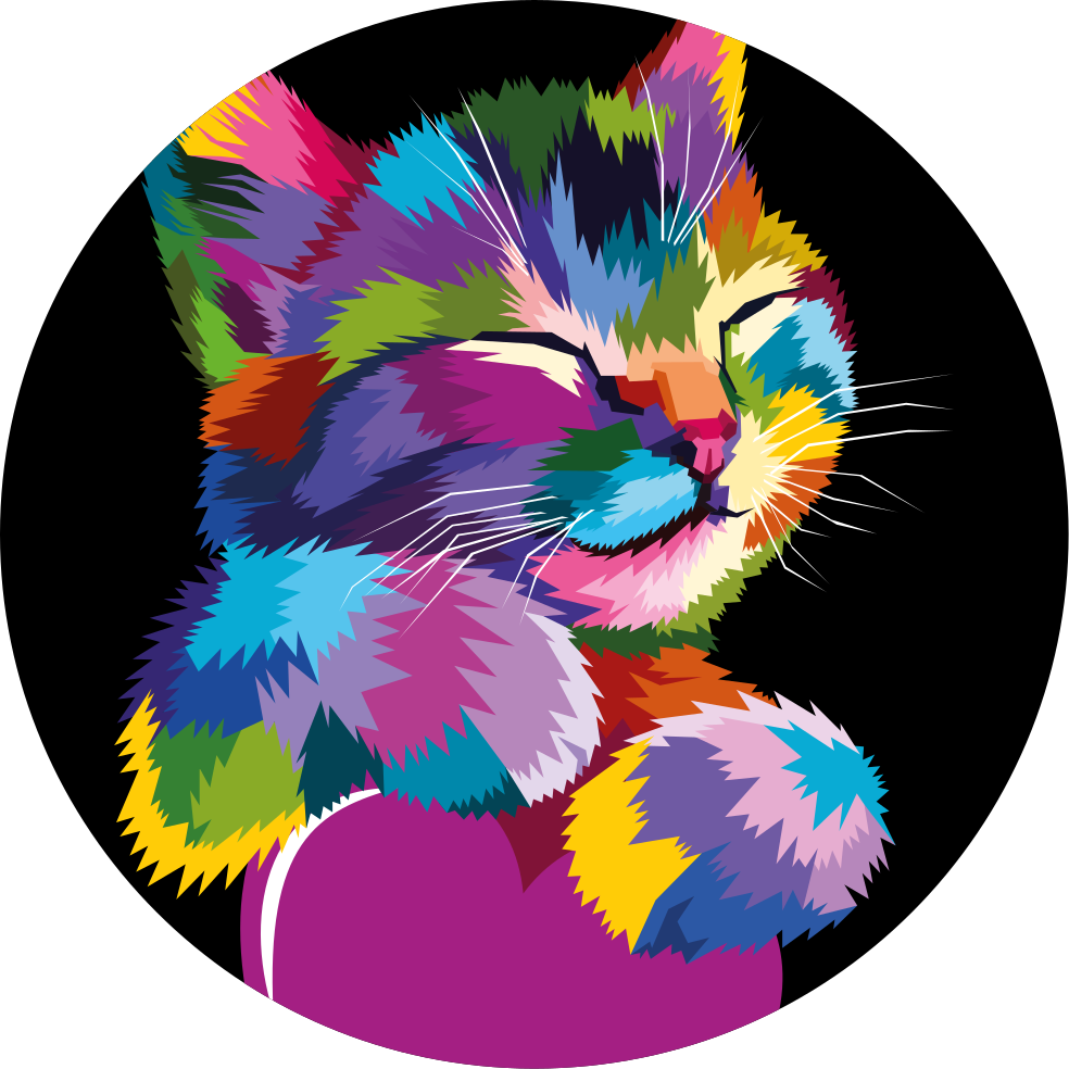 Rosto colorido de um tapete circular de gato - TenStickers