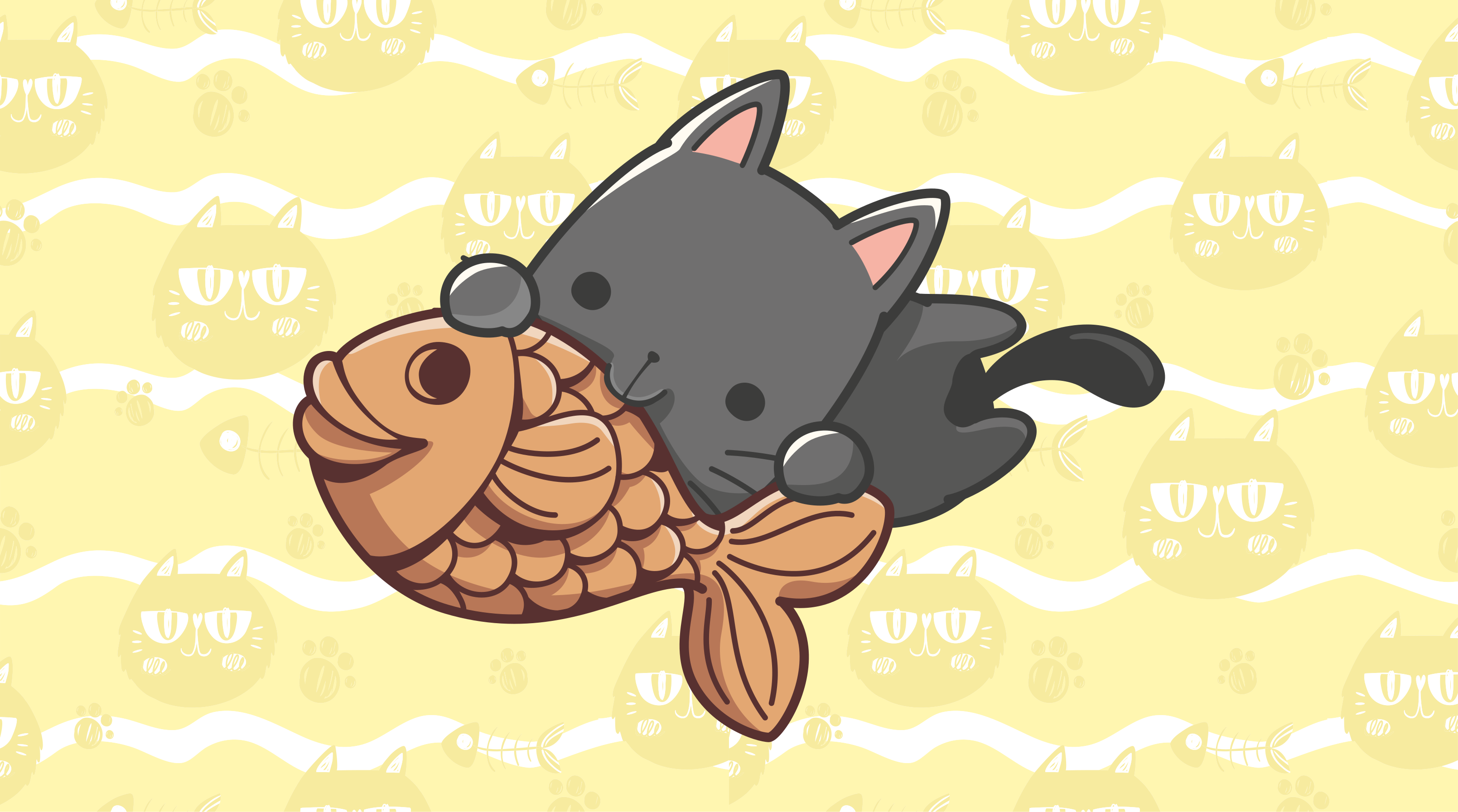 Tapete de quarto de gato preto engraçado - TenStickers