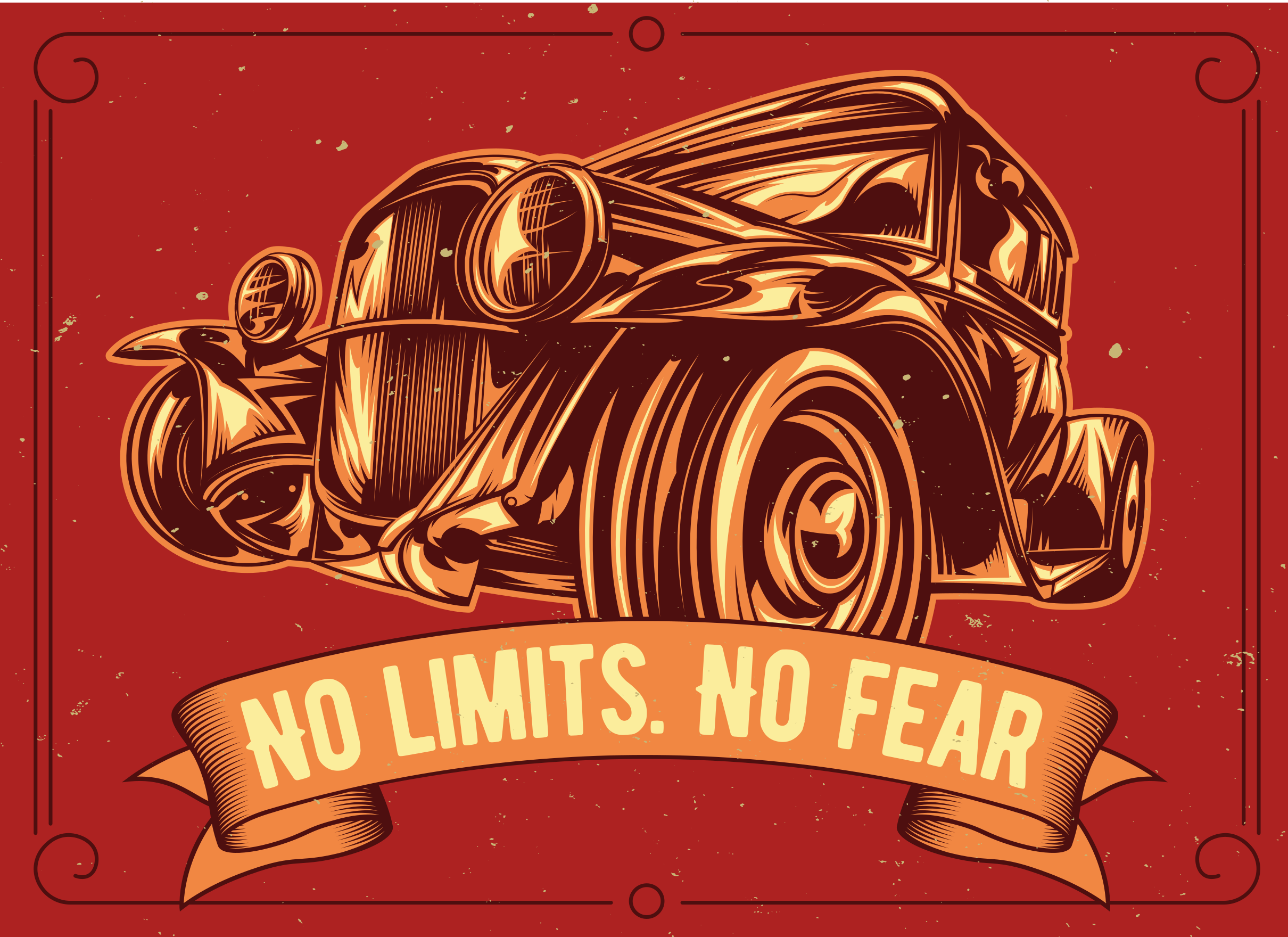 Tapete vinílico frases e textos ilustração de carro clássico - TenStickers