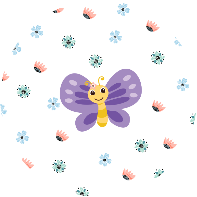 Tapete vinílico criança desenho de borboleta roxa - TenStickers