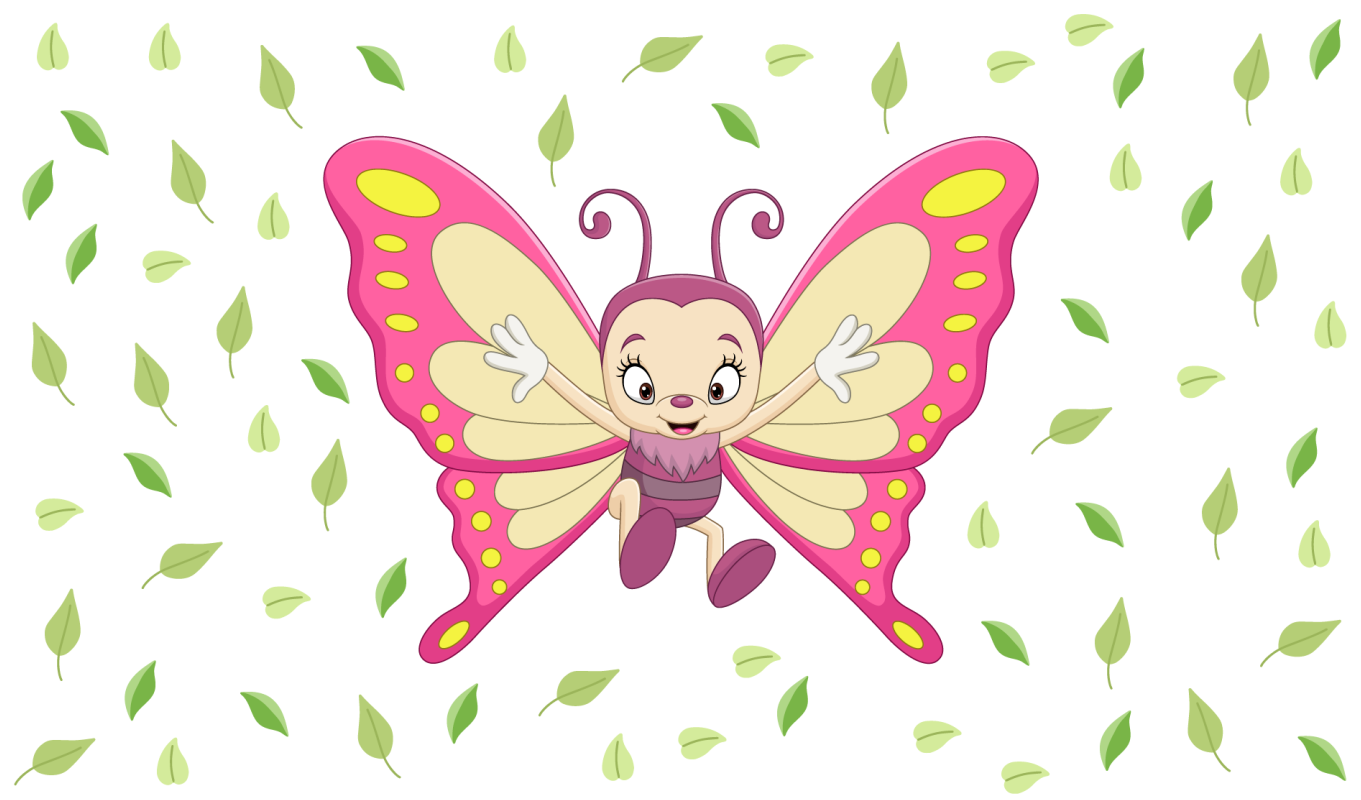 Feliz bebê borboleta ilustração animal tapete - TenStickers