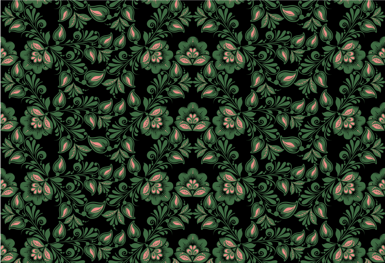 Tapete étnico estilo russo floral - TenStickers