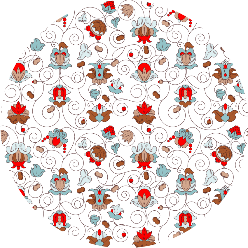 Tapete vinílico flores e plantas espiral botânica circular - TenStickers