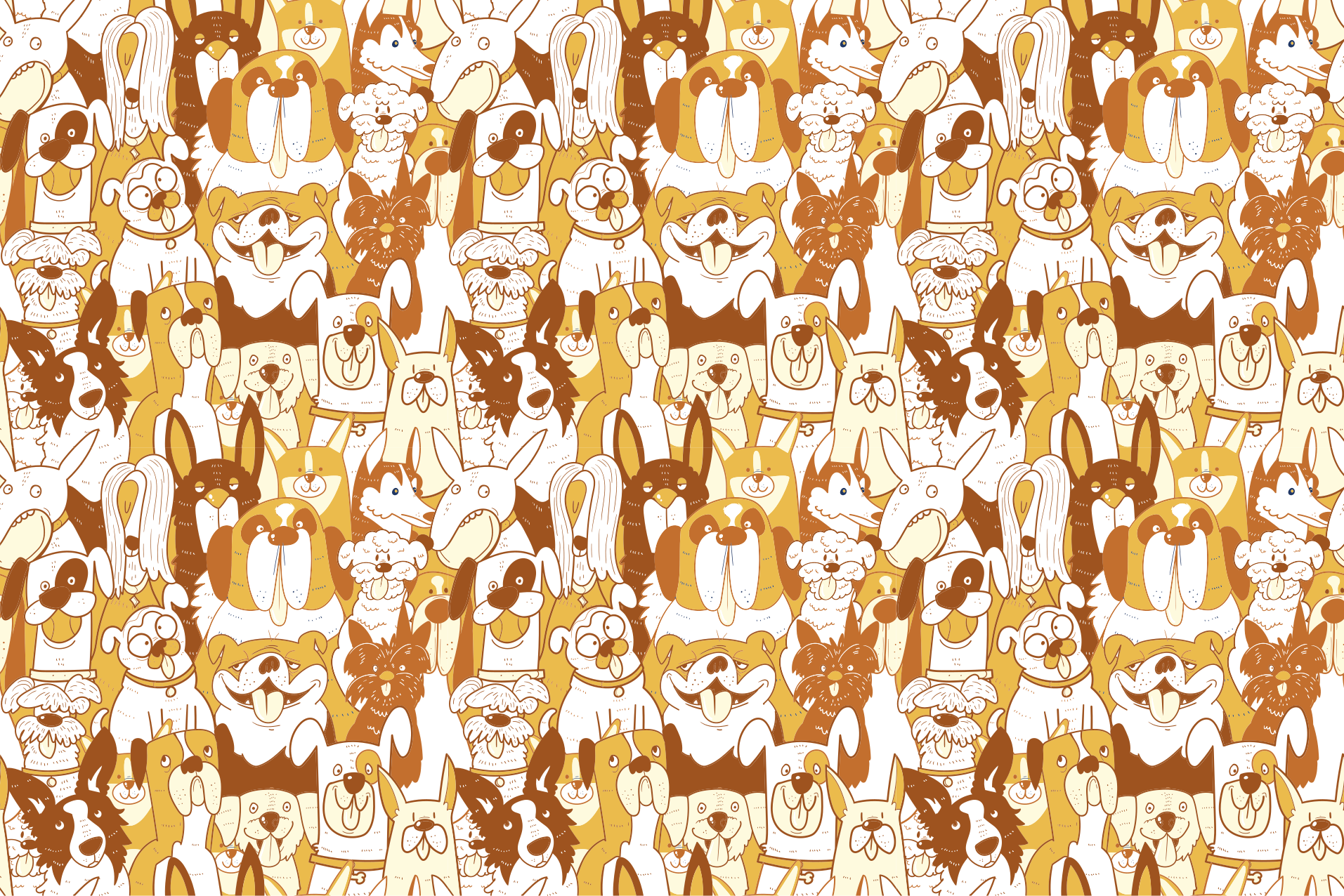 Tapete vinílico de animais rostos de pets marrons - TenStickers