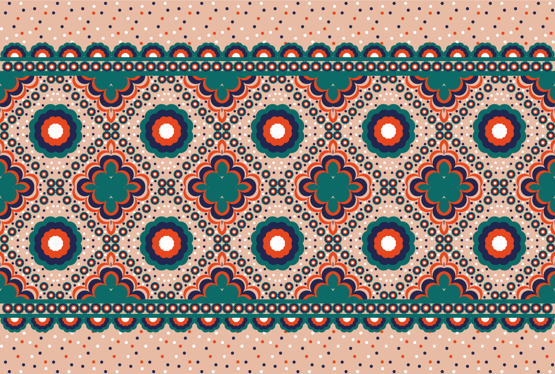 Tapete de quarto com padrão geométrico floral boho - TenStickers