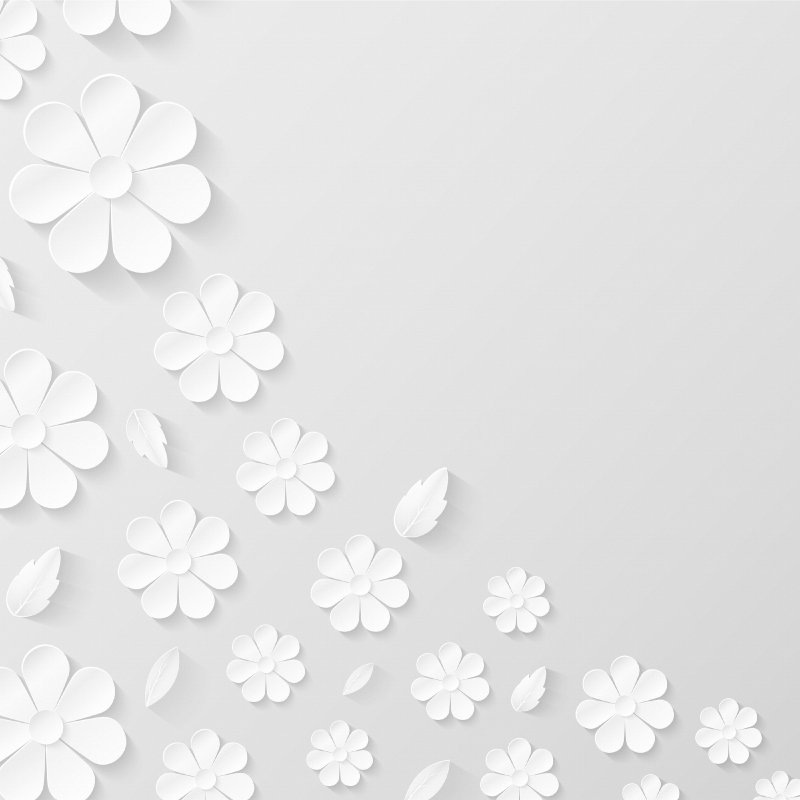 Tapete vinílico flores e plantas padrão floral branco - TenStickers