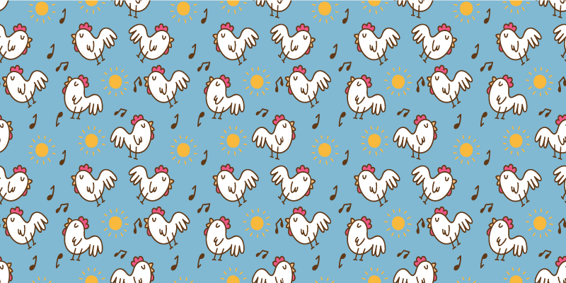 Tapete de animal sem costura de frango desenho animado - TenStickers