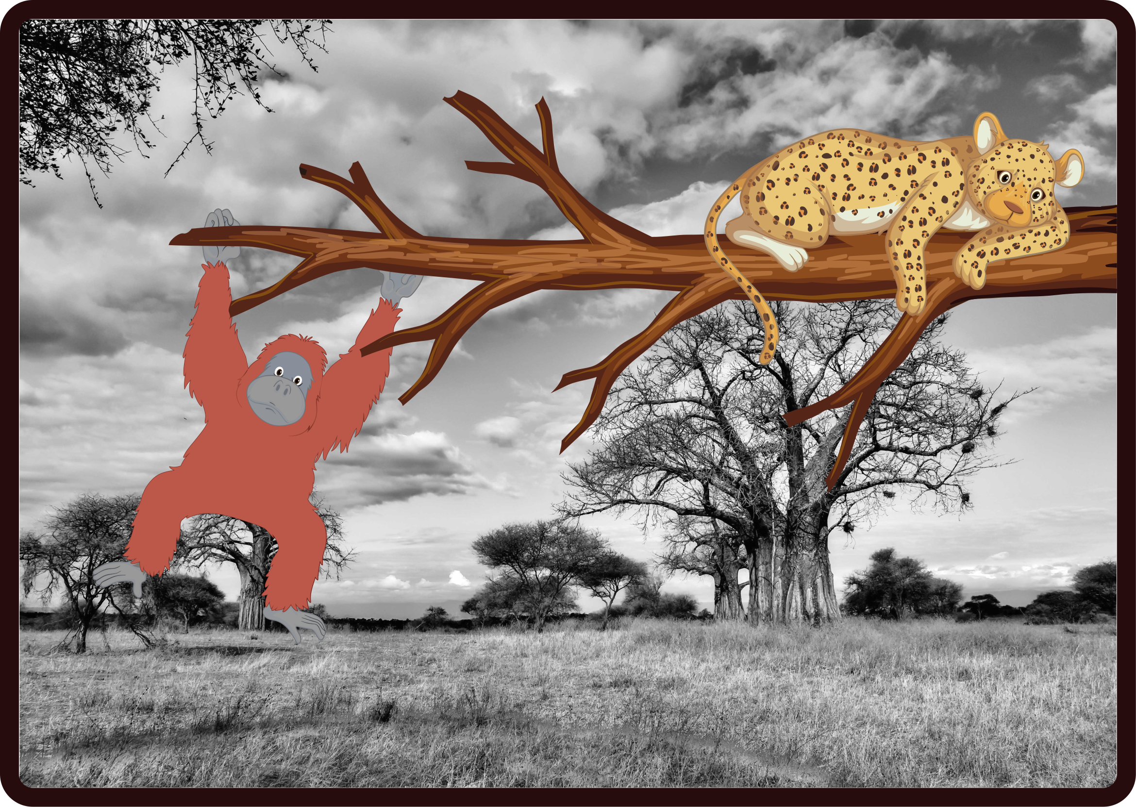 Tapete vinílico de animais criaturas da selva brincalhonas - TenStickers