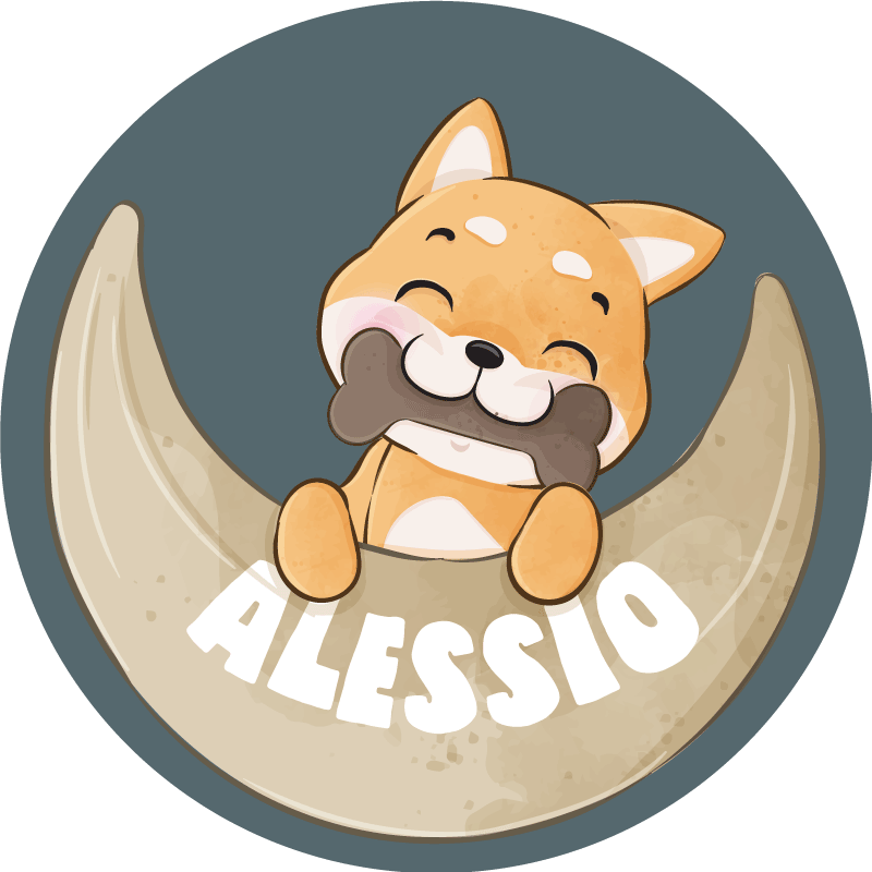 Tapete vinílico criança cachorrinho com osso e nome - TenStickers