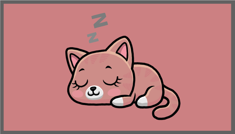 Gato fofo dormindo desenho animado tapete - TenStickers