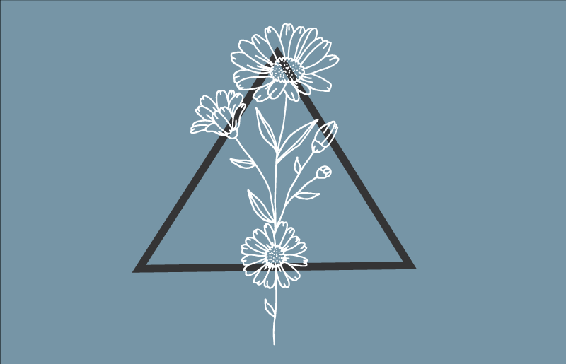 Flores minimalistas com triângulo atrás do tapete - TenStickers