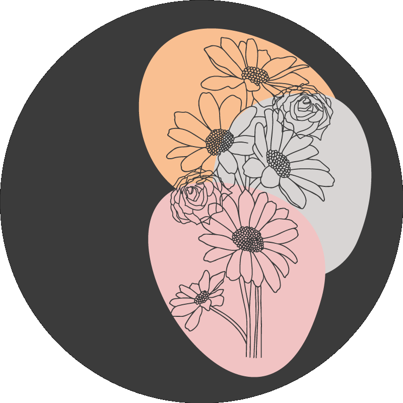 Tapete vinílico flores e plantas composição circular - TenStickers