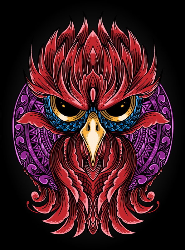 Tapete vermelho mandala coruja para quarto - TenStickers