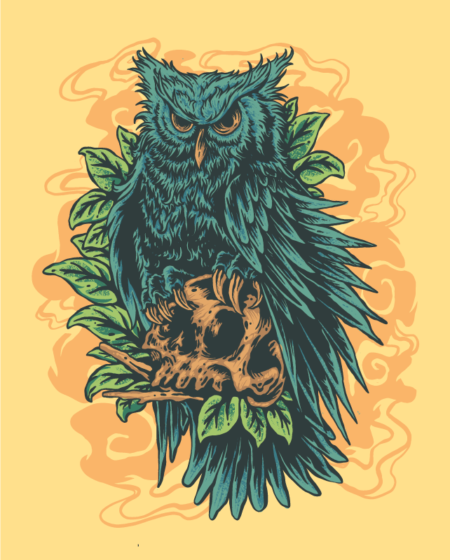 Tapete vinílico estampa de animal arte de coruja mistica - TenStickers