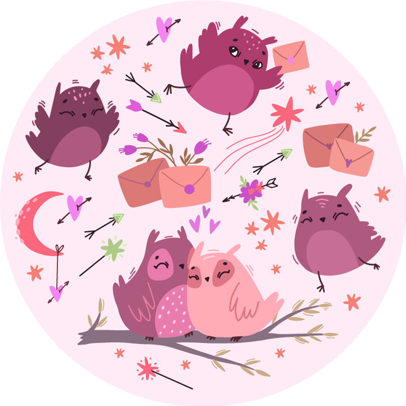 Tapete de quarto familiar coruja roxa - TenStickers