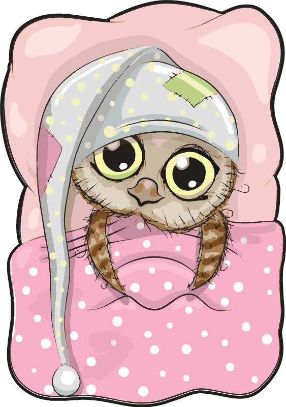 Tapete vinílico criança coruja fofa dormindo - TenStickers