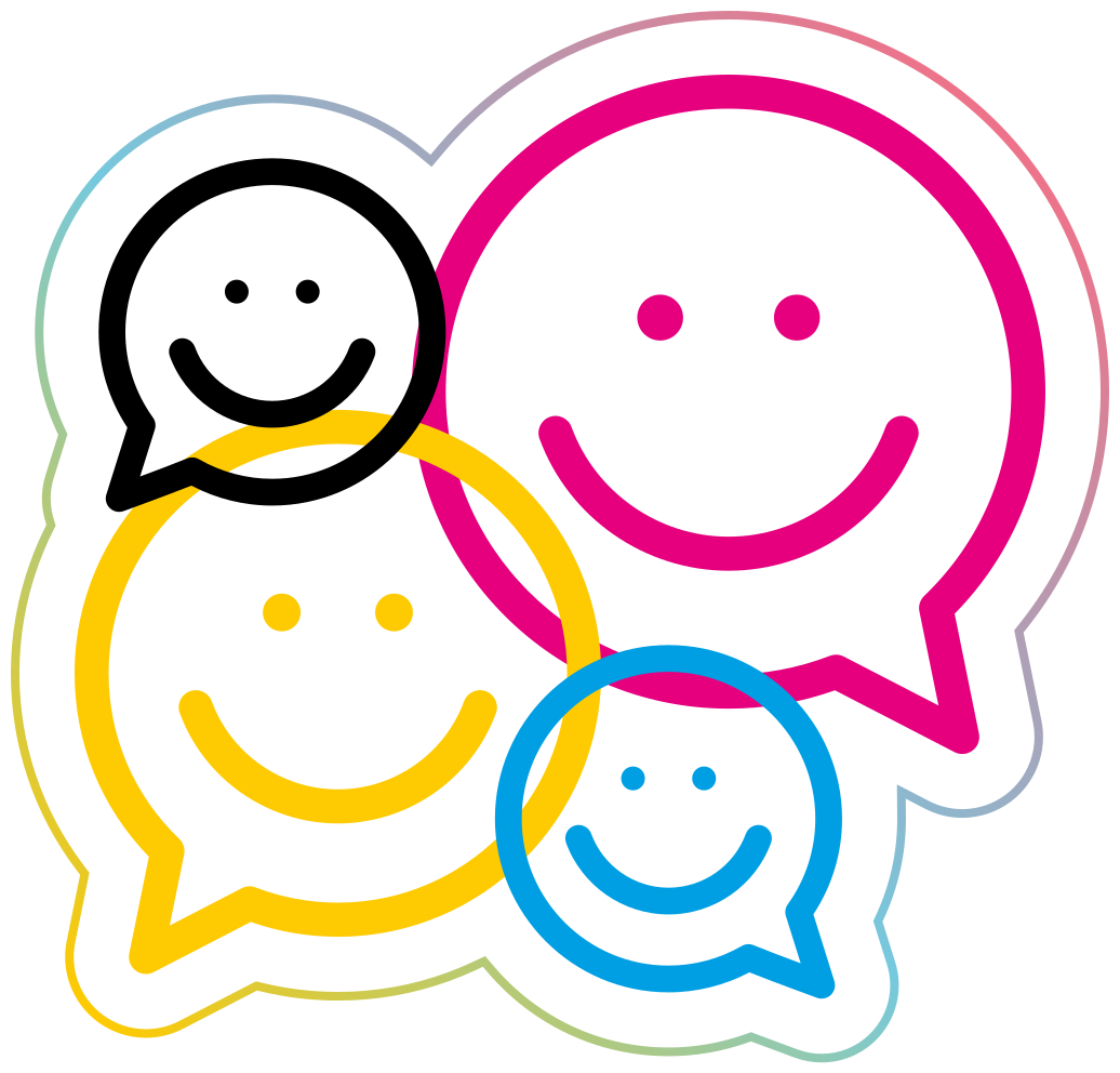 tapete de vinil juvenil com balões de fala coloridos sorridentes - TenStickers