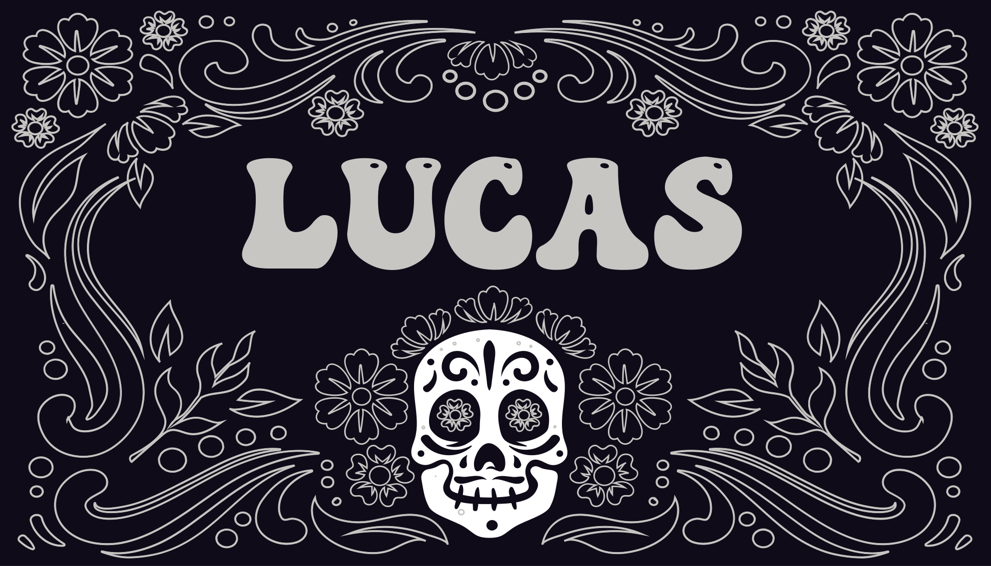 Tapete vinílico halloween desenho de caveira com nome - TenStickers