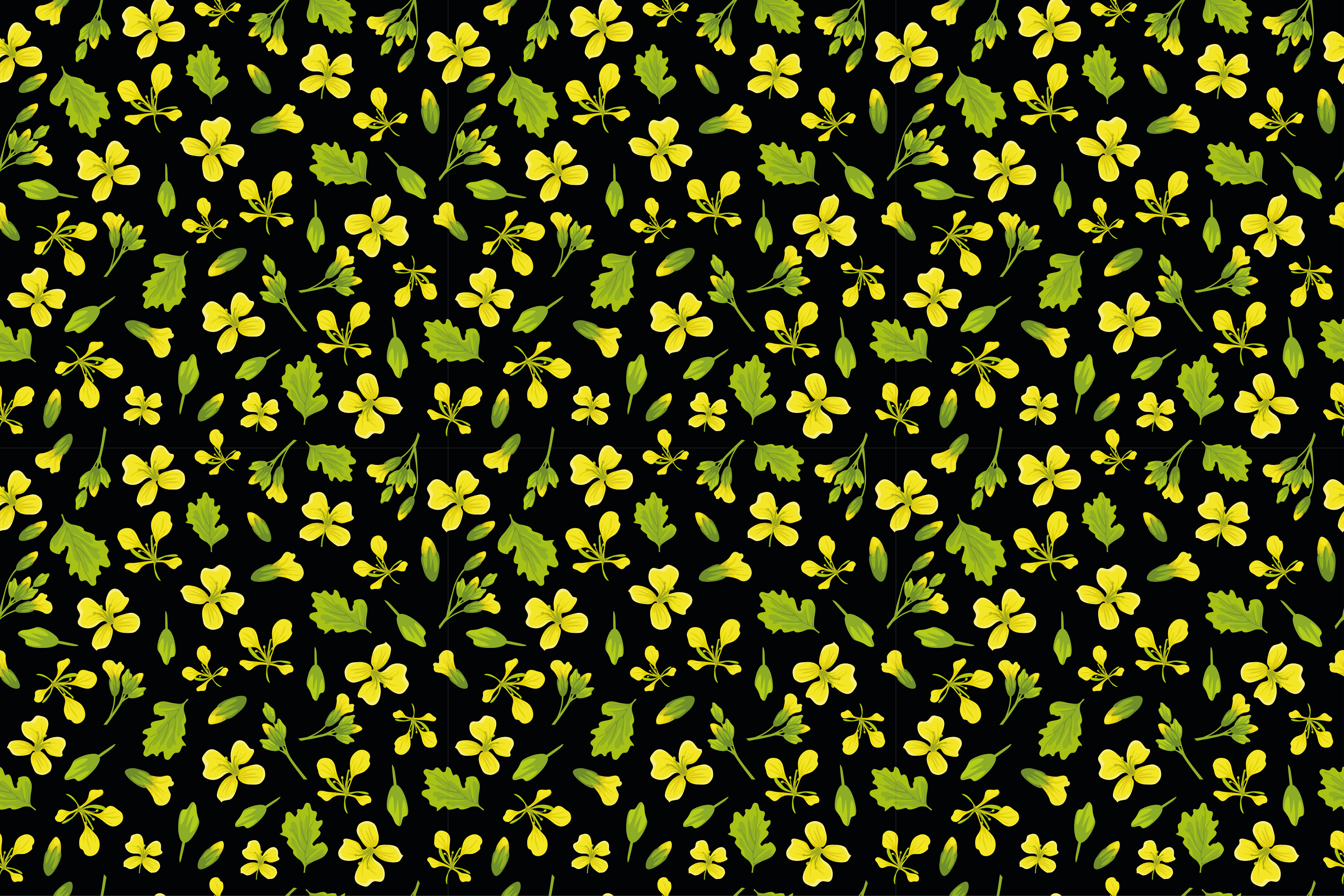 Fundo preto com tapete floral amarelo - TenStickers