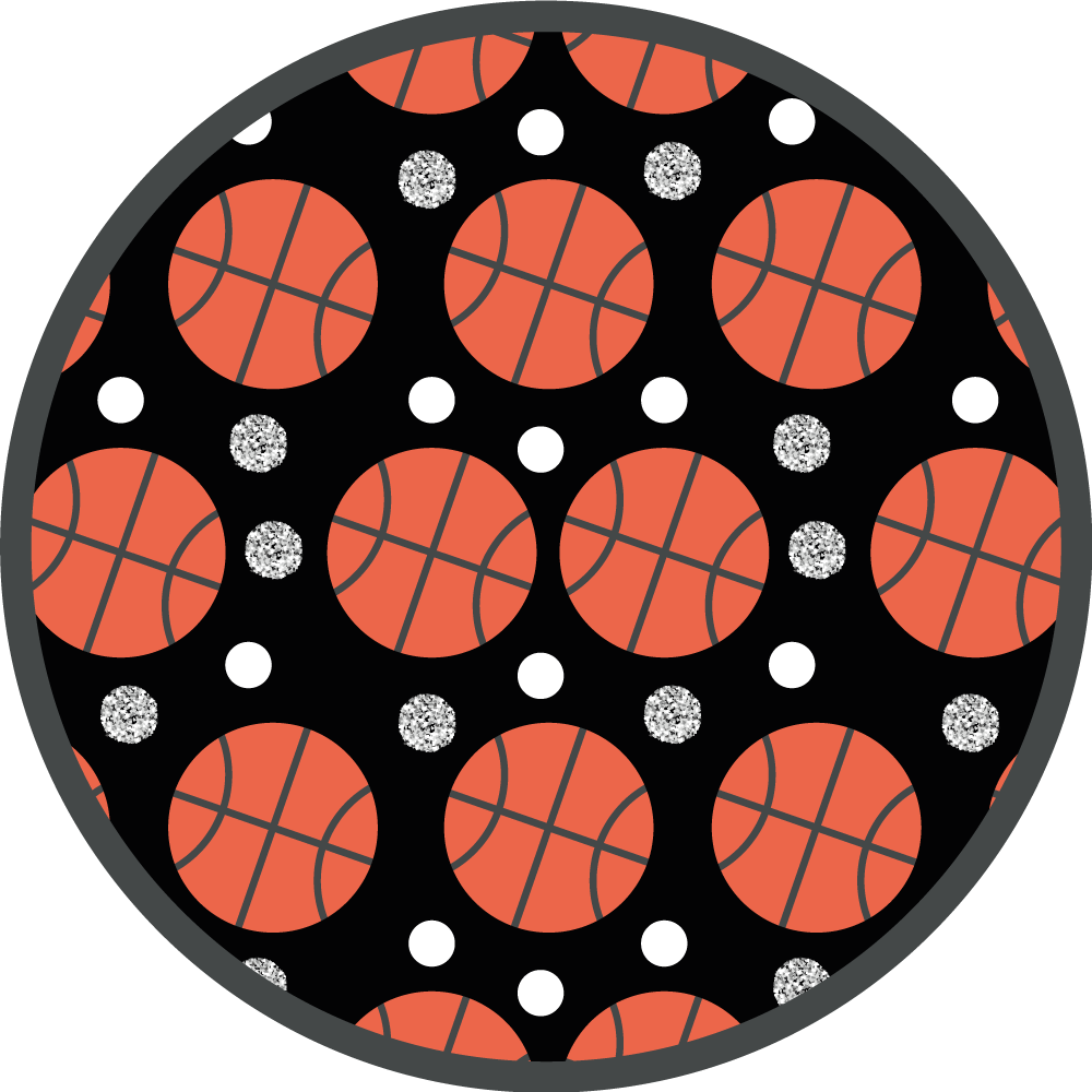 Bolas de basquete e tapete circular de bolinhas brancas - TenStickers