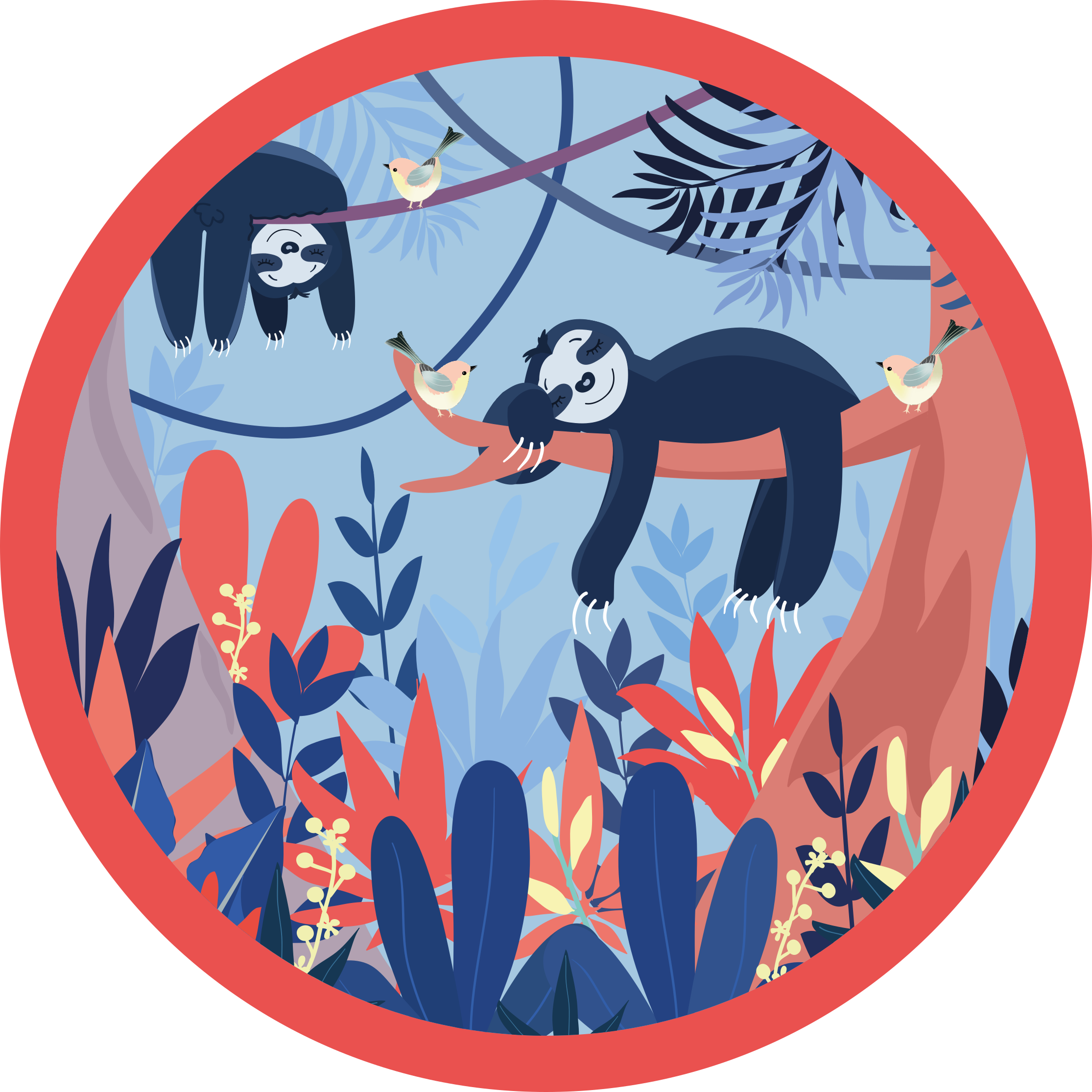 Animais dormindo em tapete de vinil de crianças da floresta - TenStickers