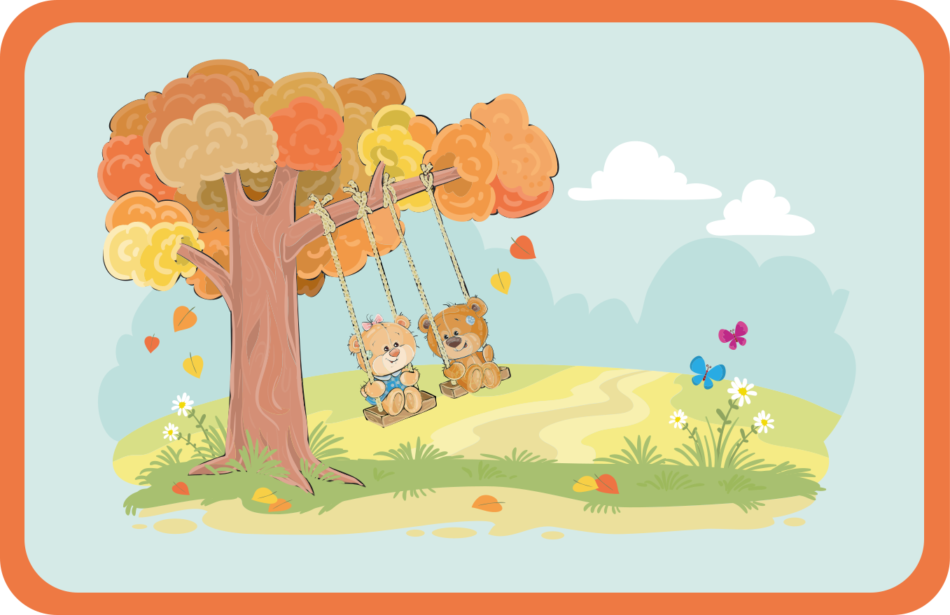 Tapete vinílico criança ursinhos em balanços - TenStickers