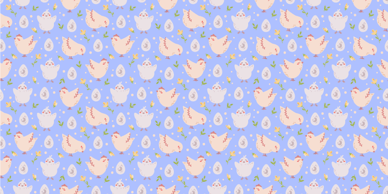 Tapete vinílico criança motivo de galinhas encantadoras - TenStickers