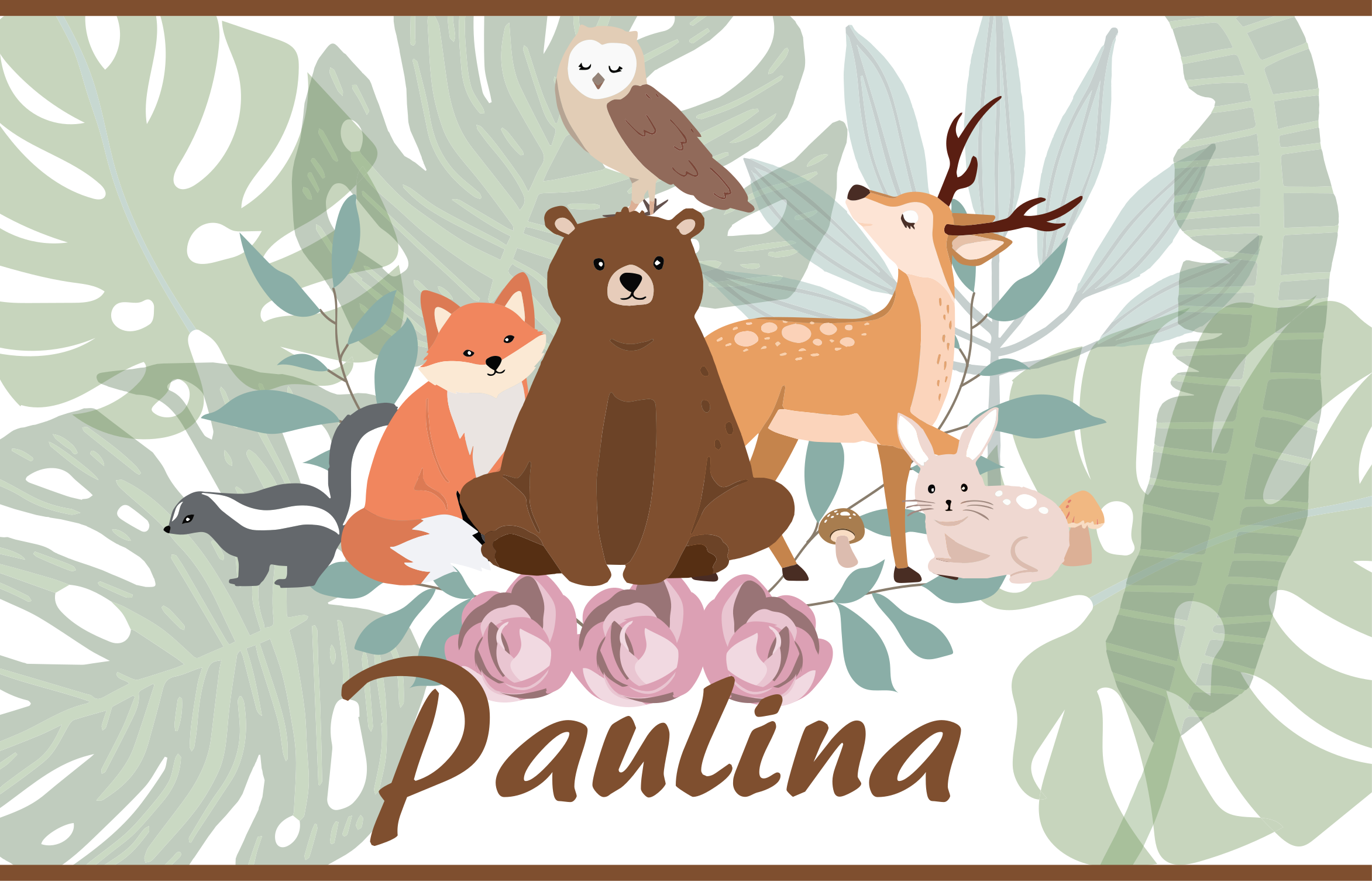Tapete vinílico com nome selva animal - TenStickers