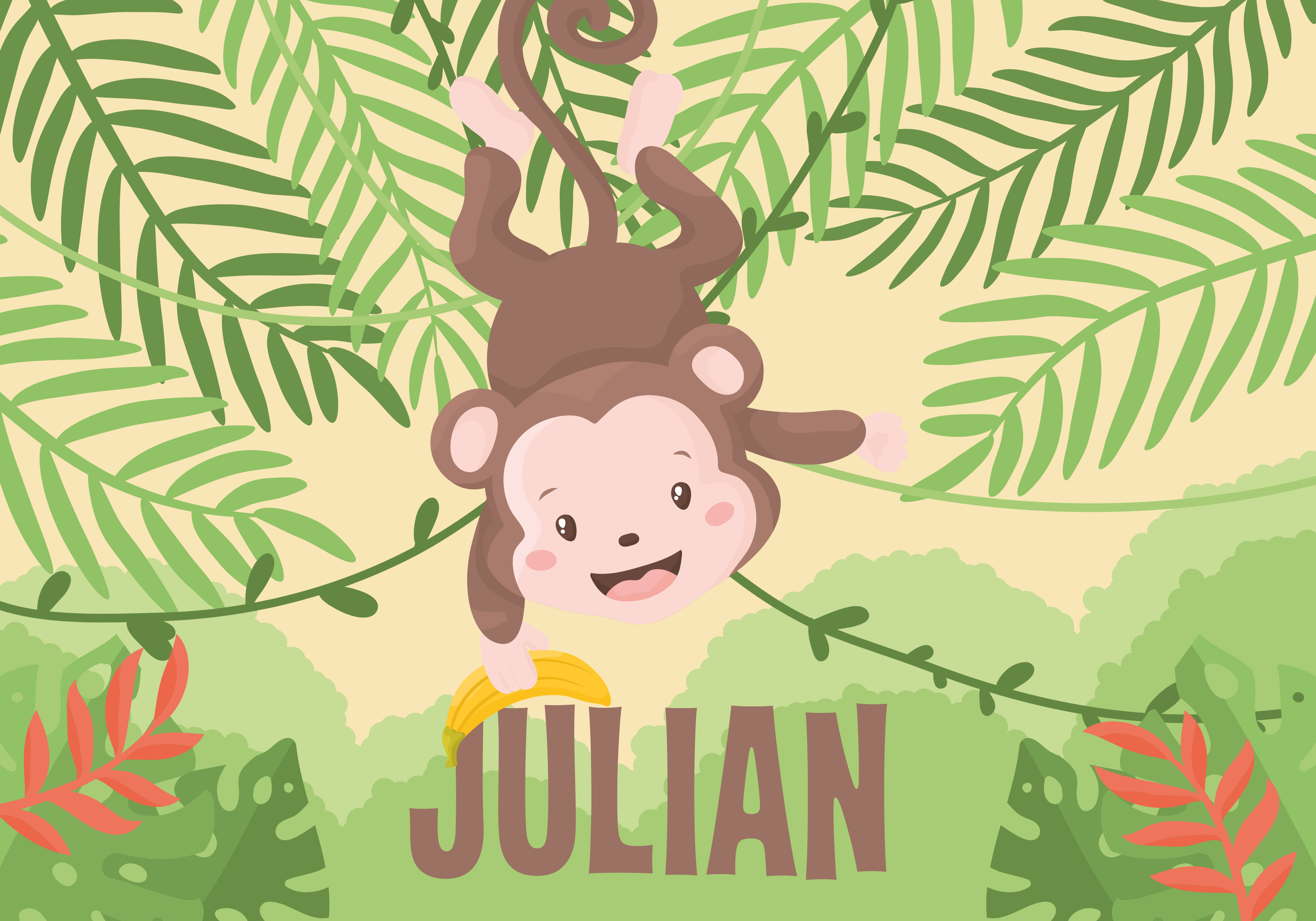 Macaquinho no tapete personalizado galho - TenStickers