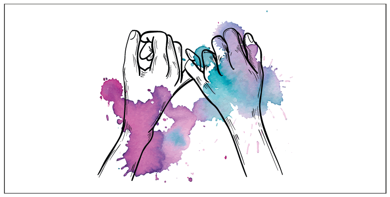 Tapete vinílico juvenil gesto de mão colorido - TenStickers