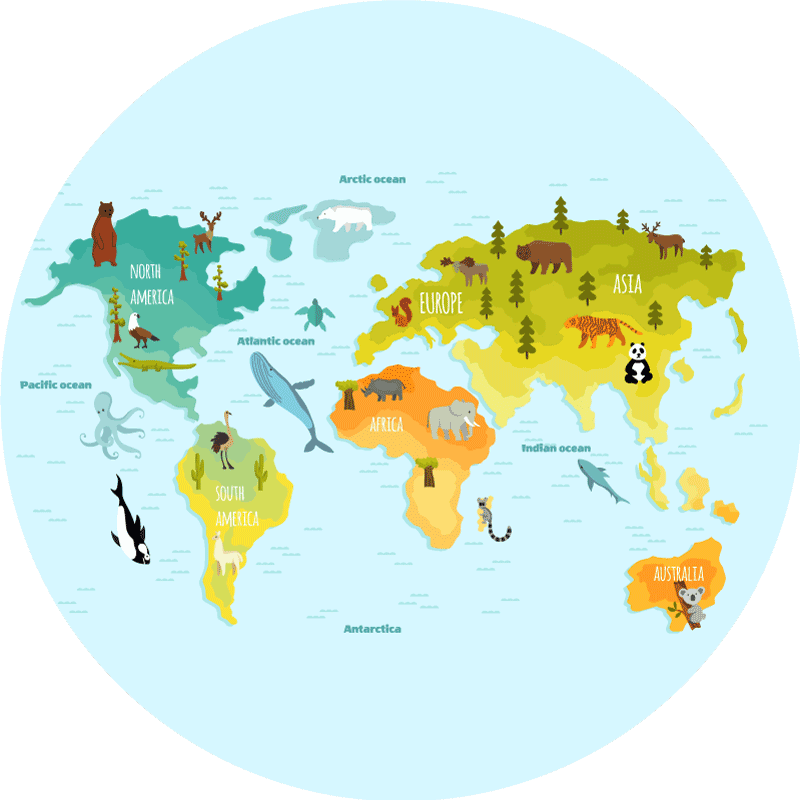 produtocolorido com tapete de mapa de animais típicos - TenStickers
