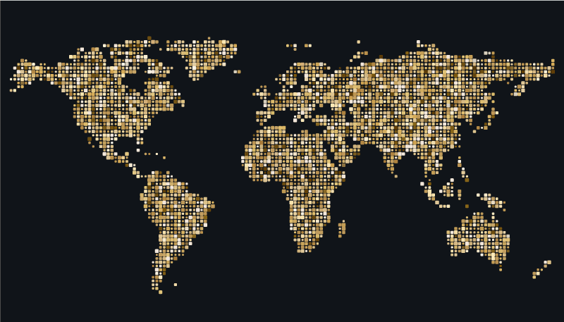 Tapete vinílico de mapa mundial mapa mundial dourado - TenStickers