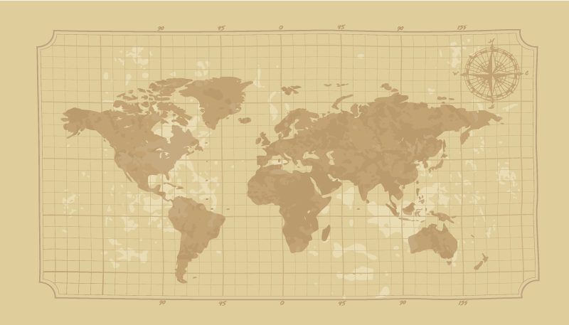 Tapete vinílico de mapa mundial gráfico vintage - TenStickers