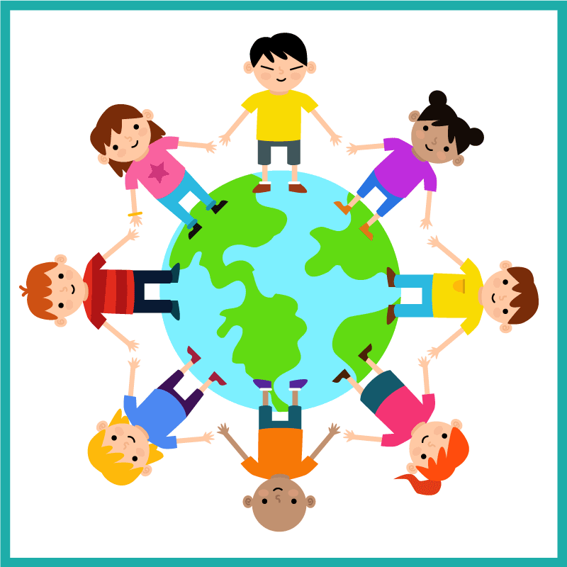 Tapete vinílico criança mundo de mãos dadas - TenStickers