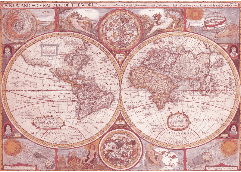 Tapete de mapa-múndi de cartografia da terra antiga - TenStickers