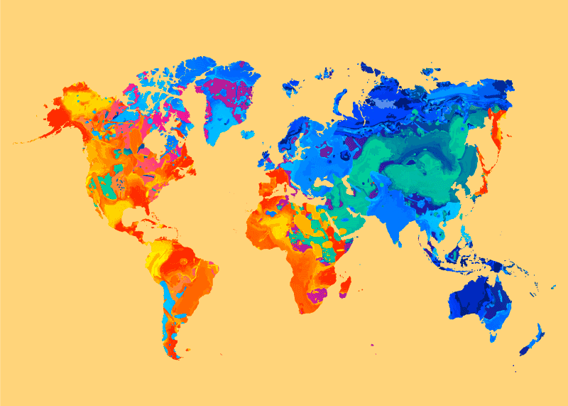 Tinta respingada no tapete do mapa mundial da terra - TenStickers