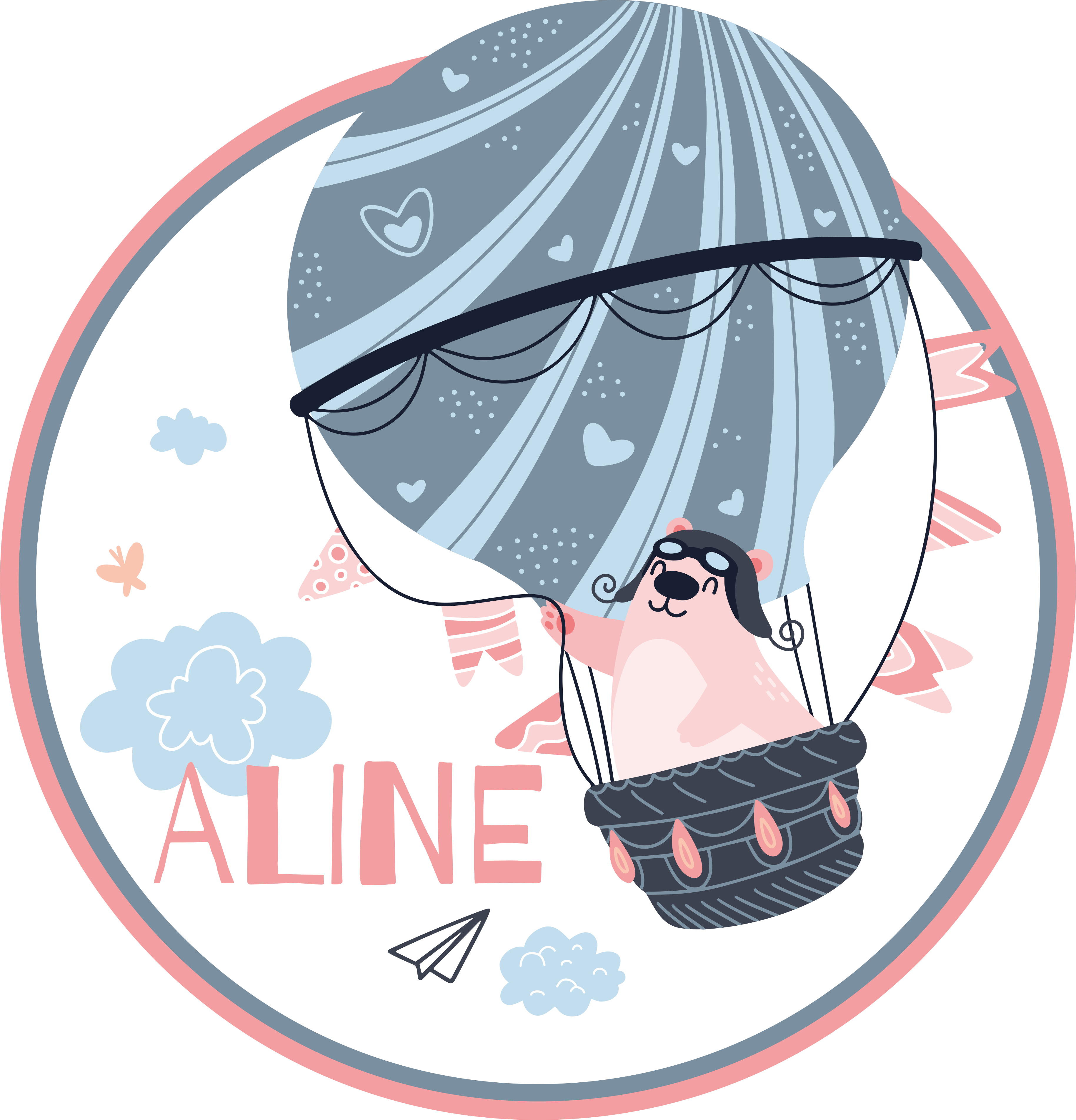 Tapete vinílico com nome balão de ar quente - TenStickers