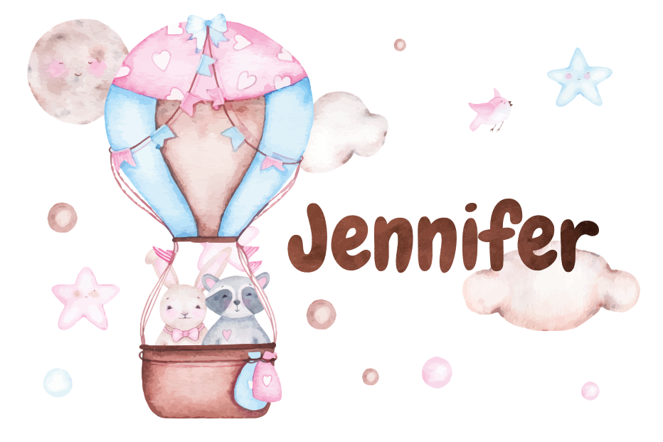 Tapete vinílico com nome passeio de balão de ar quente - TenStickers